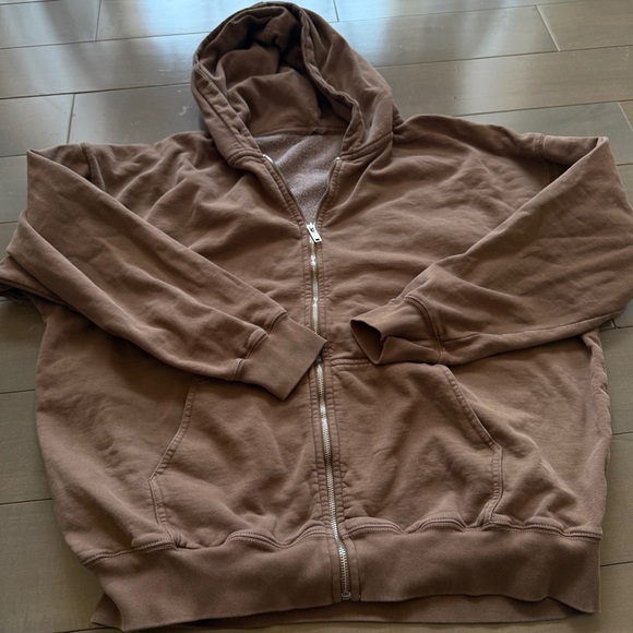 Brandy Melville Tops - Brandy Melville Brown Zip-Up Hoodie